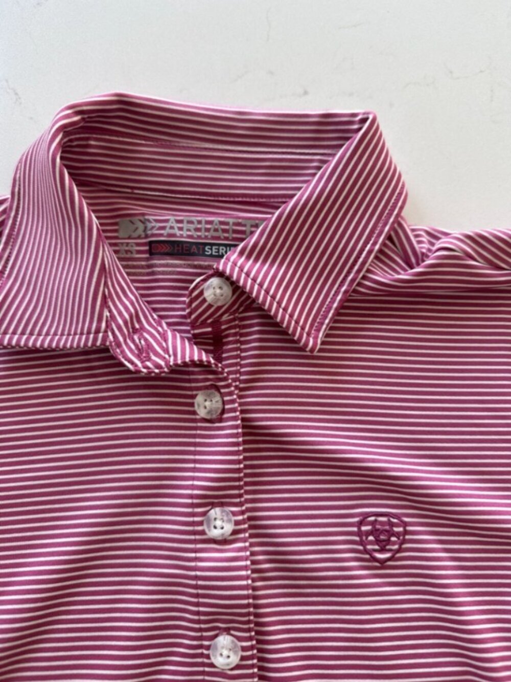 ARIAT Pink & White Heat Series Polo Shirt - Picture 3 of 5